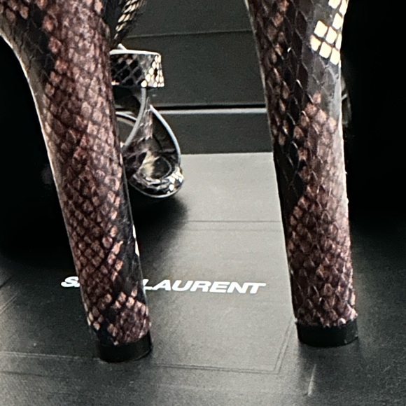 Authentic YSL Snake Print Leather Sandal Heels - Picture 2 of 3